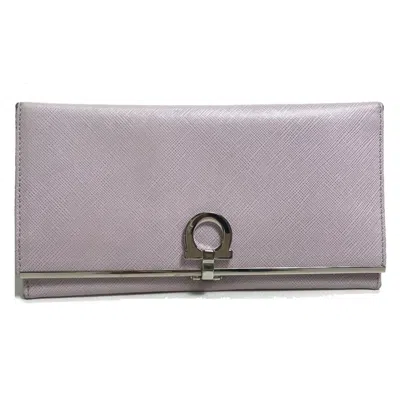 Pre-owned Ferragamo Leather Long Wallet (bi-fold) () In Purple