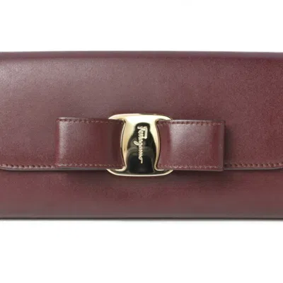 Pre-owned Ferragamo Leather Long Wallet (bi-fold) () In White