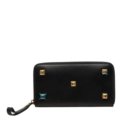 Pre-owned Ferragamo Leather Long Wallet (bi-fold) () In Black