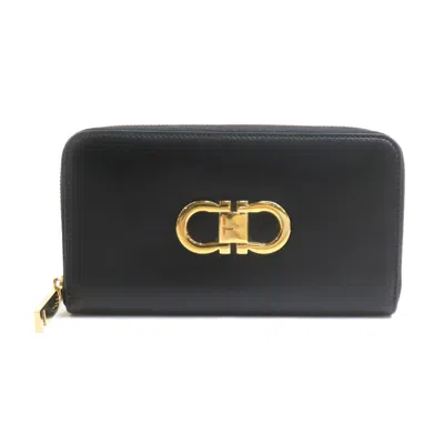 Pre-owned Ferragamo Leather Long Wallet (bi-fold) () In Black