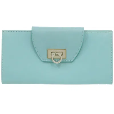 Pre-owned Ferragamo Leather Long Wallet (bi-fold) () In Blue