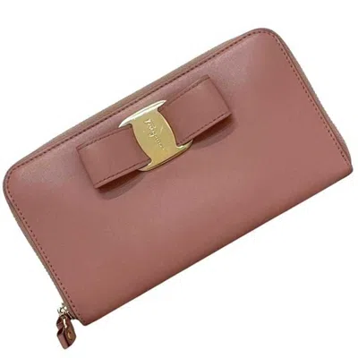 Pre-owned Ferragamo Leather Long Wallet (bi-fold) () In Pink