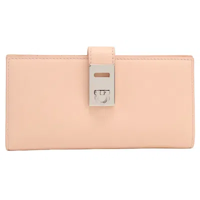 Pre-owned Ferragamo Leather Long Wallet (bi-fold) () In Pink
