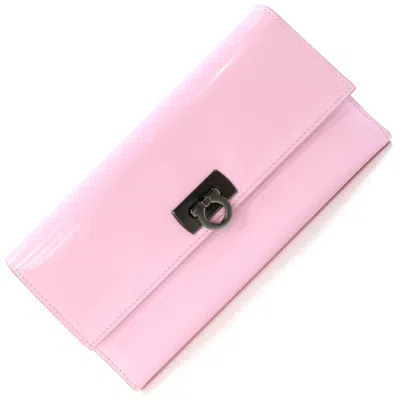Pre-owned Ferragamo Leather Long Wallet (tri-fold) () In Pink
