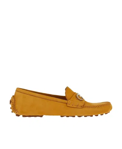 Ferragamo Leather Love Shoes In Brown