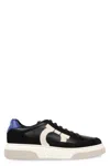 Ferragamo Black Low Cut Gancini Outline Sneakers In Black