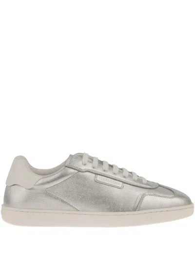 Ferragamo Leather Low-top Sneakers In Gray