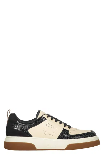 FERRAGAMO LEATHER LOW-TOP SNEAKERS