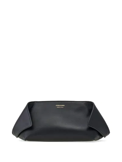 Ferragamo Leather Makeup Bag In Black