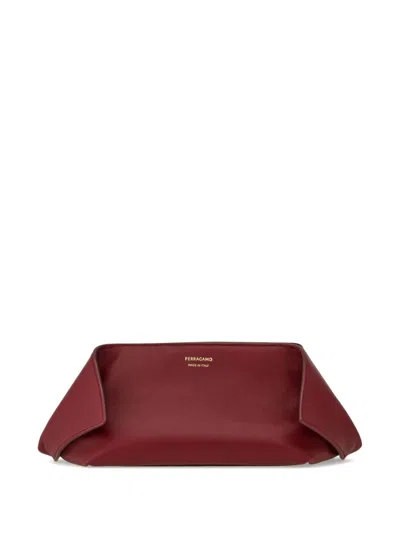 Ferragamo Leather Makeup Bag In Red