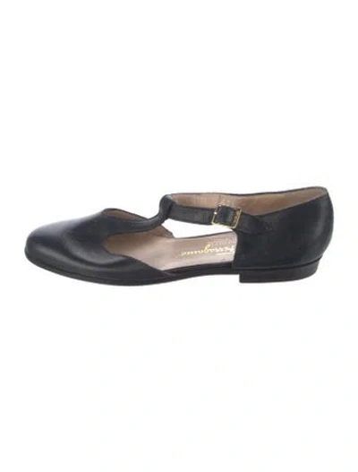 Pre-owned Ferragamo Leather Mary Jane Flats In Blue