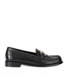 Ferragamo Leather Loafer With Iconic Gancini Detail In Black