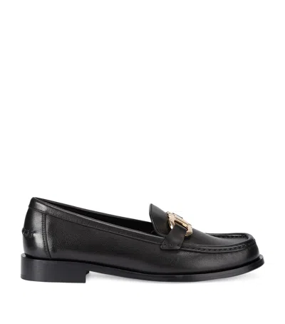 Ferragamo Leather Maryan Loafers In Black