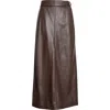 Ferragamo Leather Maxi Skirt In Brown