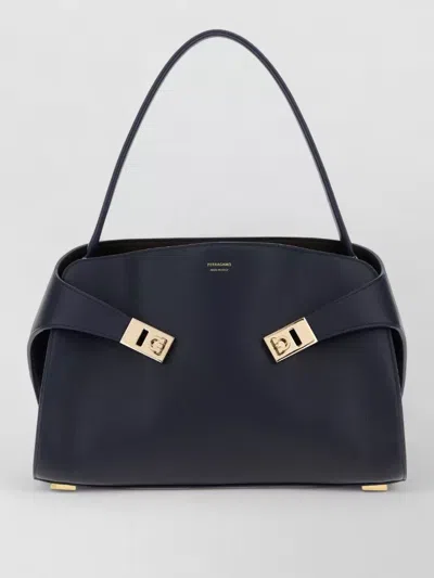 Ferragamo Leather Medium Hug Soft Shoulder Tote Bag In Blue