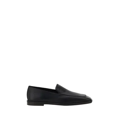Ferragamo Leather Loafers In Black
