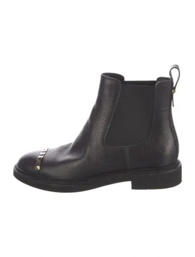 Pre-owned Ferragamo Leather Mesh Accents Chelsea Boots In Black