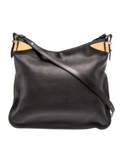 Pre-owned Ferragamo Leather Messenger Bag In Black