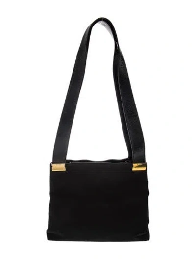 Pre-owned Ferragamo Leather Messenger Bag In Black