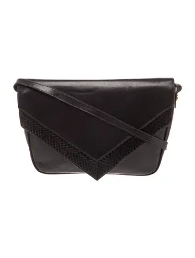 Pre-owned Ferragamo Leather Messenger Bag In Black