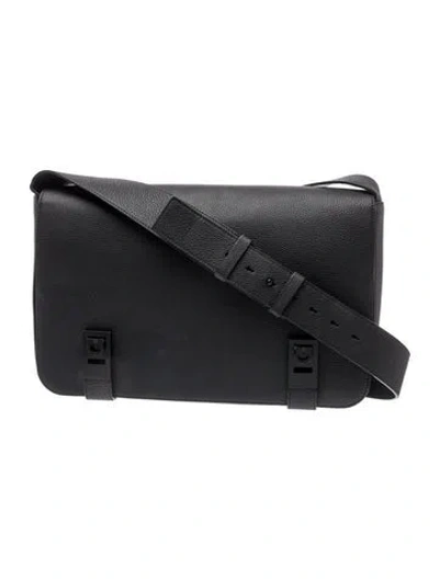 Pre-owned Ferragamo Leather Messenger Bag In Black