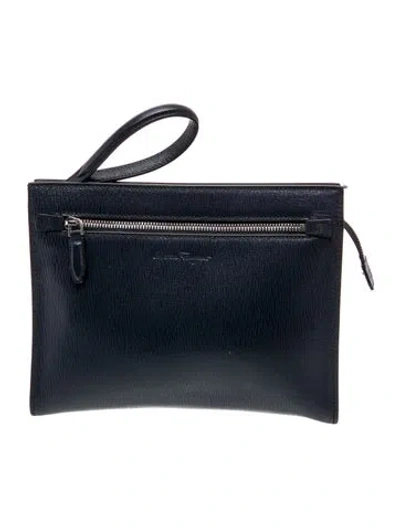 Pre-owned Ferragamo Leather Messenger Bag In Blue