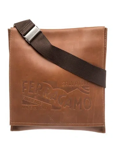 Pre-owned Ferragamo Leather Messenger Bag In Brown