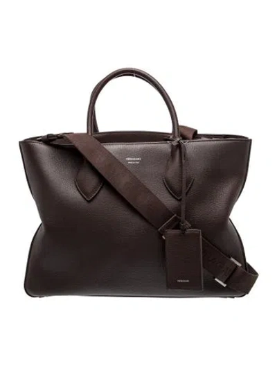 Pre-owned Ferragamo Leather Messenger Bag In Brown