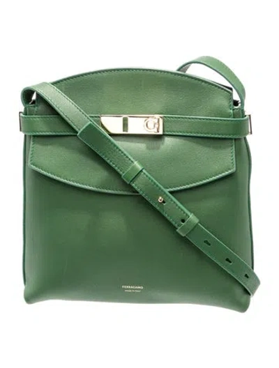 Pre-owned Ferragamo Leather Messenger Bag In Green