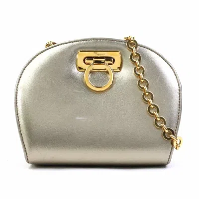 Pre-owned Ferragamo Leather Metal Shoulder Bag () In Gold