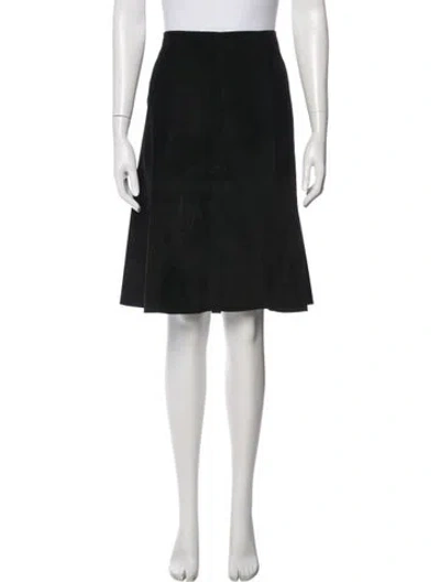 Pre-owned Ferragamo Leather Midi Length Skirt In Black