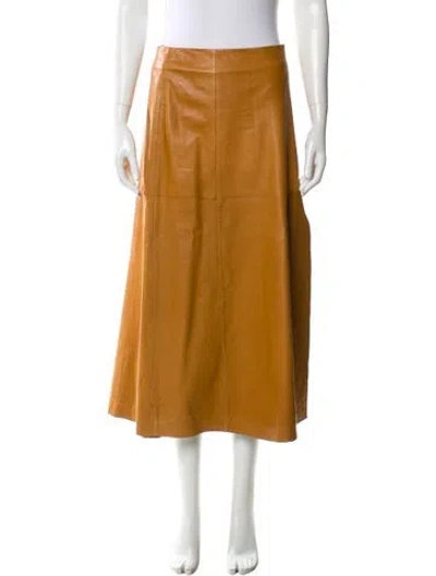 Pre-owned Ferragamo Leather Midi Length Skirt In Blue