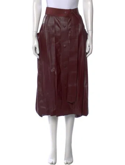 Pre-owned Ferragamo Leather Midi Length Skirt In Burgundy