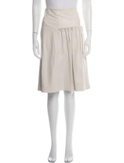 Pre-owned Ferragamo Leather Midi Length Skirt In Neutrals