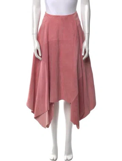 Pre-owned Ferragamo Leather Midi Length Skirt In Red