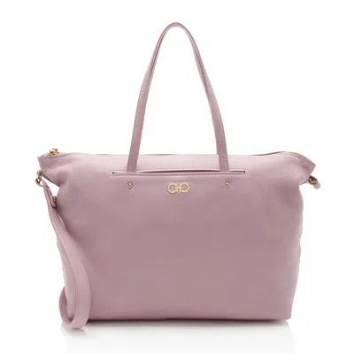 Ferragamo Leather Mika Tote In Pink