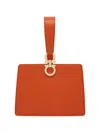 Ferragamo Rectangular Orange Clutch With Gold-tone Clasp In Orange