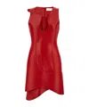 Ferragamo Plunge Sleeveless Leather Mini Dress In Red