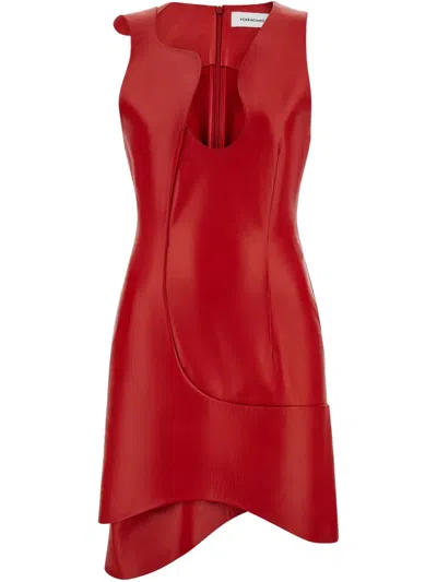 FERRAGAMO LEATHER MINI DRESS