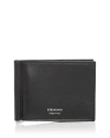 Ferragamo Leather Money Clip Bifold Wallet In Nero.