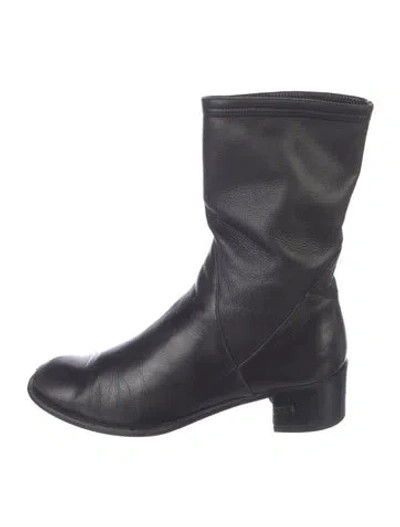 Pre-owned Ferragamo Leather Moto Boots In Black