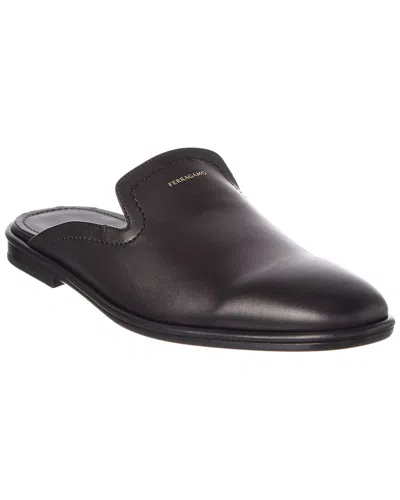 Ferragamo Logo Slippers In Black