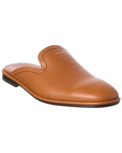 Ferragamo Leather Mule In Brown