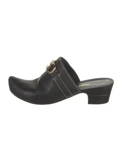 Pre-owned Ferragamo Leather Mules In Black