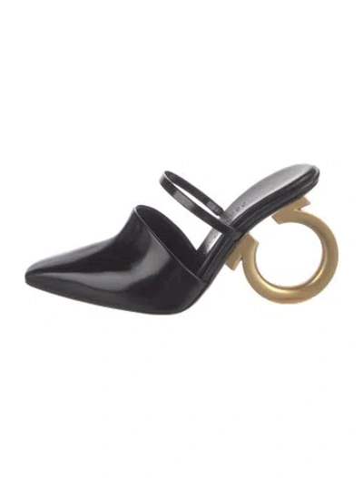 Pre-owned Ferragamo Leather Mules In Black