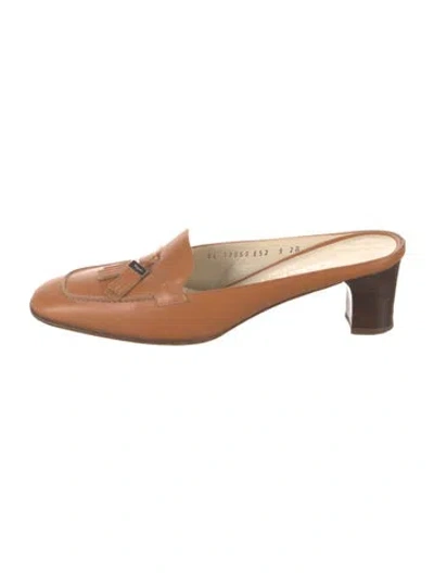 Pre-owned Ferragamo Leather Mules In Brown