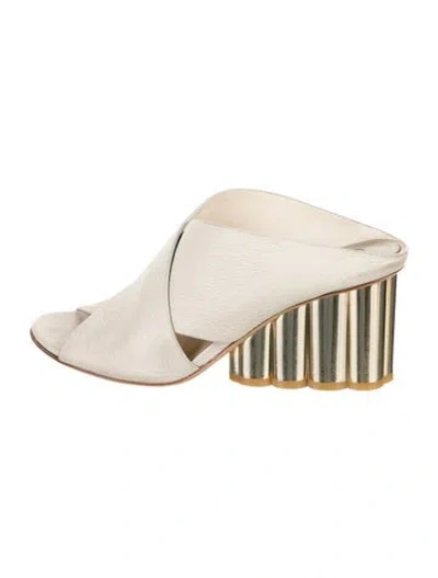 Pre-owned Ferragamo Leather Mules In Gray