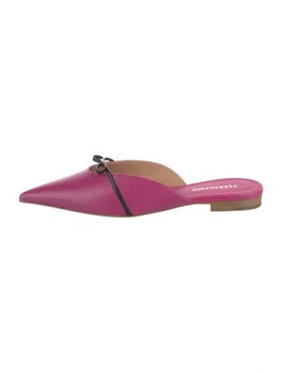 Pre-owned Ferragamo Leather Mules In Pink/purple