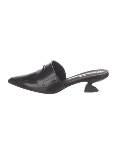 Pre-owned Ferragamo Leather Mules W/ Tags In Black