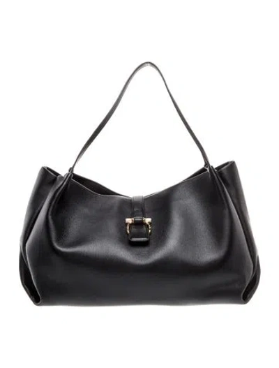 Pre-owned Ferragamo Leather New Line Tote W/ Tags In Black